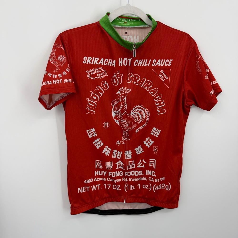Sriracha Hot Chili Sauce cycling jersey women’s sz M red green‎